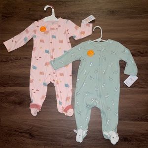 NWT Carter’s Spring-Themed Zip Footie Pajamas (2 Pack)